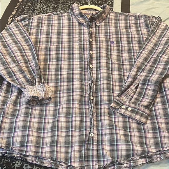 Cinch Purple & Gray Plaid Button-Down Shirt - Picture 2 of 10